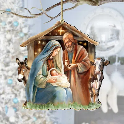 G. Debrekht Born Under Bright Star Nativity Wooden Ornaments By  In Multi