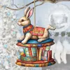 G. Debrekht Carousel Bunny With Books Wooden Ornaments By