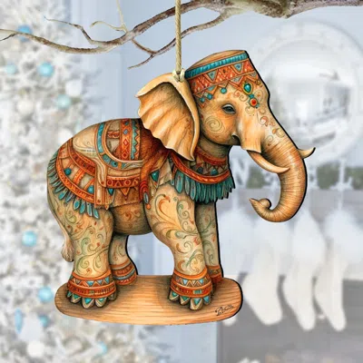 G. Debrekht Carousel Elephant Wooden Ornaments By  In Brown