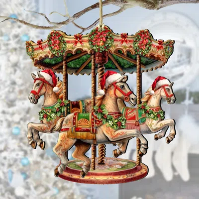 G. Debrekht Christmas Carousel Wooden Ornaments By  In Multi