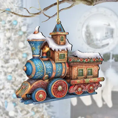 G. Debrekht Christmas Train Wooden Ornaments By  In Multi