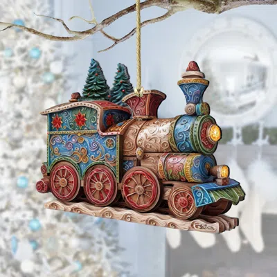 G. Debrekht Christmas Train Wooden Ornaments By  In Multi