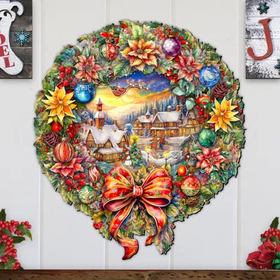 G. Debrekht Christmas Wreath Holiday Door Decor By  In Multi