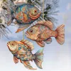 G. Debrekht Coastal Fish Decorative Wooden Christmas Ornaments Set Of 3 By