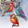 G. Debrekht Colorful Birds Decorative Wooden Christmas Ornaments Of 3 By