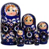 G. Debrekht Designocracy Blue Floral 5 Piece Russian Matryoshka Nested Doll Set