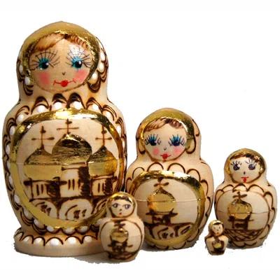 G. Debrekht Designocracy Cathedral 5-piece Russian Matreshka Nested Doll In Gold