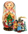 G. Debrekht Designocracy Christmas Night Treasure Surprise Matryoshka Wooden Doll With 5 Ornaments