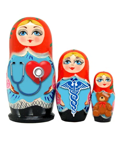 G. Debrekht Designocracy My Favorite Doctor 3-piece Russian Matreshka Nested Doll In Multi