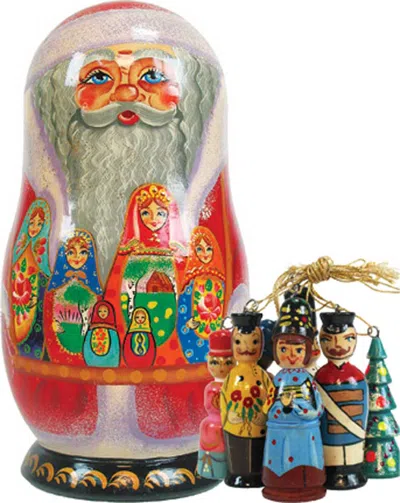 G. Debrekht Designocracy Russian Matryoshka Wooden Matreshkas Ornament Doll Set In Multi