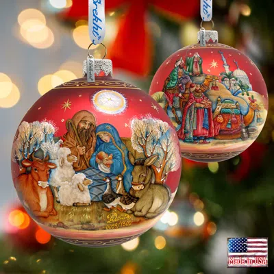 G. Debrekht Designocracy Story Of Nativity Glass Ornament, Handpainted Le  In Red