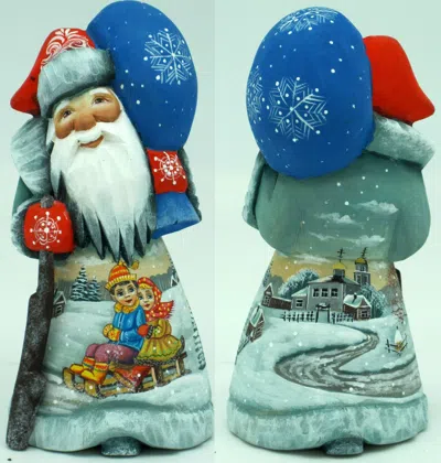 G. Debrekht Designocracy Woodcarved Handpainted Joy Old World Santa By  In Green