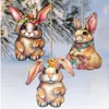 G. Debrekht Easter Bunnies Wooden Christmas Ornaments Set Of 3 By