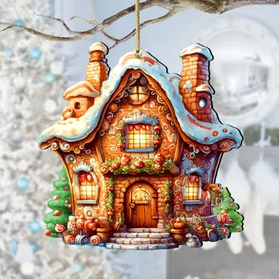 G. Debrekht Fairy Tale House Wooden Ornaments By  In Brown