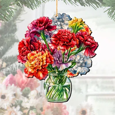 G. Debrekht Flowers In The Vase Wooden Christmas Ornament By  In Multi
