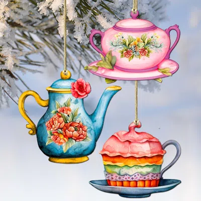 G. Debrekht Happy Mother's Day Decorative Wooden Christmas Ornaments Set Of 3 By  In Multi