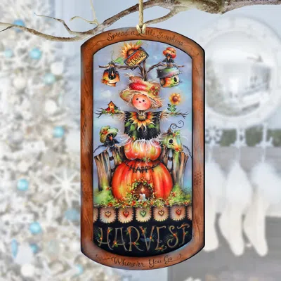 G. Debrekht Harvest Pumpkin Scarecrow Wooden Ornaments By J. Mills-price In Multi