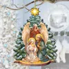 G. Debrekht Holy Family Nativity Wooden Ornaments By
