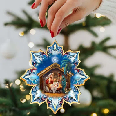 G. Debrekht Holy Family Snowflake Wooden Christmas Ornament By  In Multi