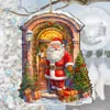 G. Debrekht Knocking The Door Santa Wooden Ornaments By