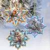 G. Debrekht Owls Snowflake Wooden Christmas Ornaments Set Of 3 By
