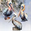 G. Debrekht Pelicans Decorative Wooden Christmas Ornaments Of 3 By