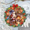 G. Debrekht Santa At The Fireplace Wreath Wooden Ornaments By