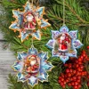 G. Debrekht Santa's Greetings Snowflake Wooden Christmas Ornaments Set Of 3 By