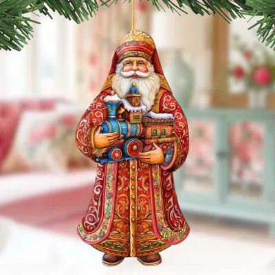 G. Debrekht Santa's Miniature Holiday Express Wooden Christmas Ornament By  In Red