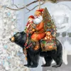 G. Debrekht Santa On Black Bear Wooden Ornaments By