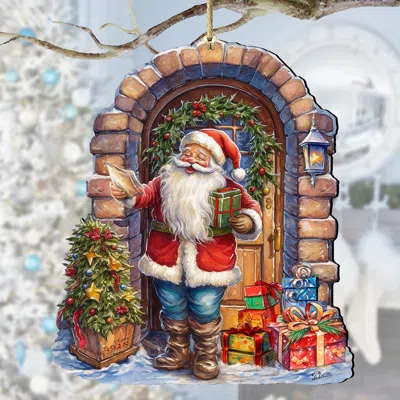 G. Debrekht Santa's Surprise Visit Holiday Wooden Ornaments By  In Multi