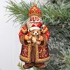G. Debrekht Santa's Teddy Bear Hug Wooden Christmas Ornament By