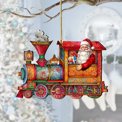 G. Debrekht Santa's Train Wooden Ornaments By  In Multi