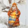 G. Debrekht Santa's Tropical Surf Ride Wooden Christmas Ornament By