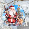 G. Debrekht Santa With Reindeer Wooden Ornaments By