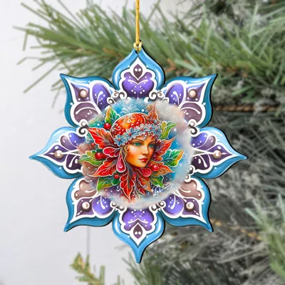 G. Debrekht Set Of 2 - Frosty Fairy Snowflake Wooden Christmas Ornaments By  In Multi