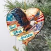 G. Debrekht Set Of 2 - God Bless America Patriotic Eagle Heart Wooden Christmas Ornaments By