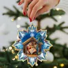 G. Debrekht Set Of 2 - Holy Family Snowflake Wooden Christmas Ornaments By