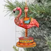 G. Debrekht Set Of 2 - Pink Flamingo Carousel Christmas Wooden Christmas Ornaments By
