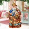 G. Debrekht Set Of 2 - Santa With Fish Wooden Christmas Ornaments By