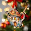 G. Debrekht Set Of 2 - Teapot Decorative Wooden Christmas Ornaments By