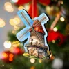 G. Debrekht Set Of 2 - Windmill Decorative Wooden Christmas Ornaments By