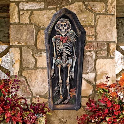 G. Debrekht Skeleton Coffin Holiday Door Decor By  In Black