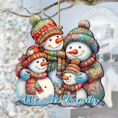 G. Debrekht Snowmen Family Wooden Ornaments By  In Multi