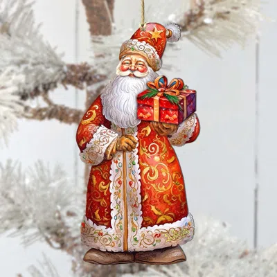 G. Debrekht St. Nick's Gift Wooden Christmas Ornament By  In Multi