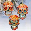 G. Debrekht Sugar Skulls Decorative Wooden Christmas Ornaments Of 3 By