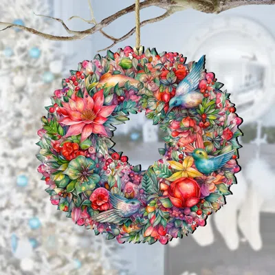 G. Debrekht Summer Blooms Wreath Wooden Ornaments By  In Multi