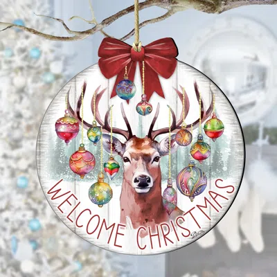 G. Debrekht Welcome Christmas Wooden Ornaments By  In Multi