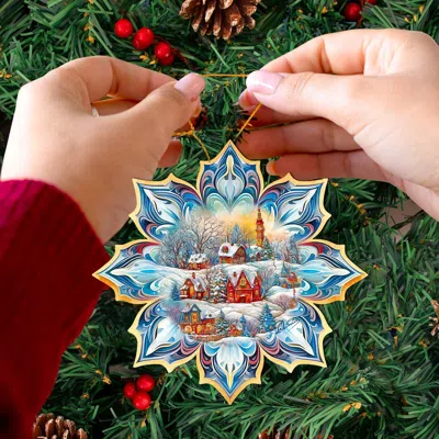 G. Debrekht Winter Village Snowflake Wooden Christmas Ornament By  In Multi