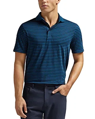 G/fore Perforated Striped Tech Polo Shirt In Twilight